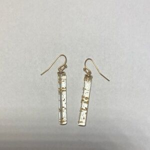 Gold Flaked Glass Tube Earrings